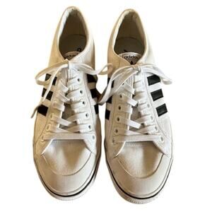 Adidas Men's Nizza Lo White Black Canvas Sneakers Size 10.5 US Classic Low Top